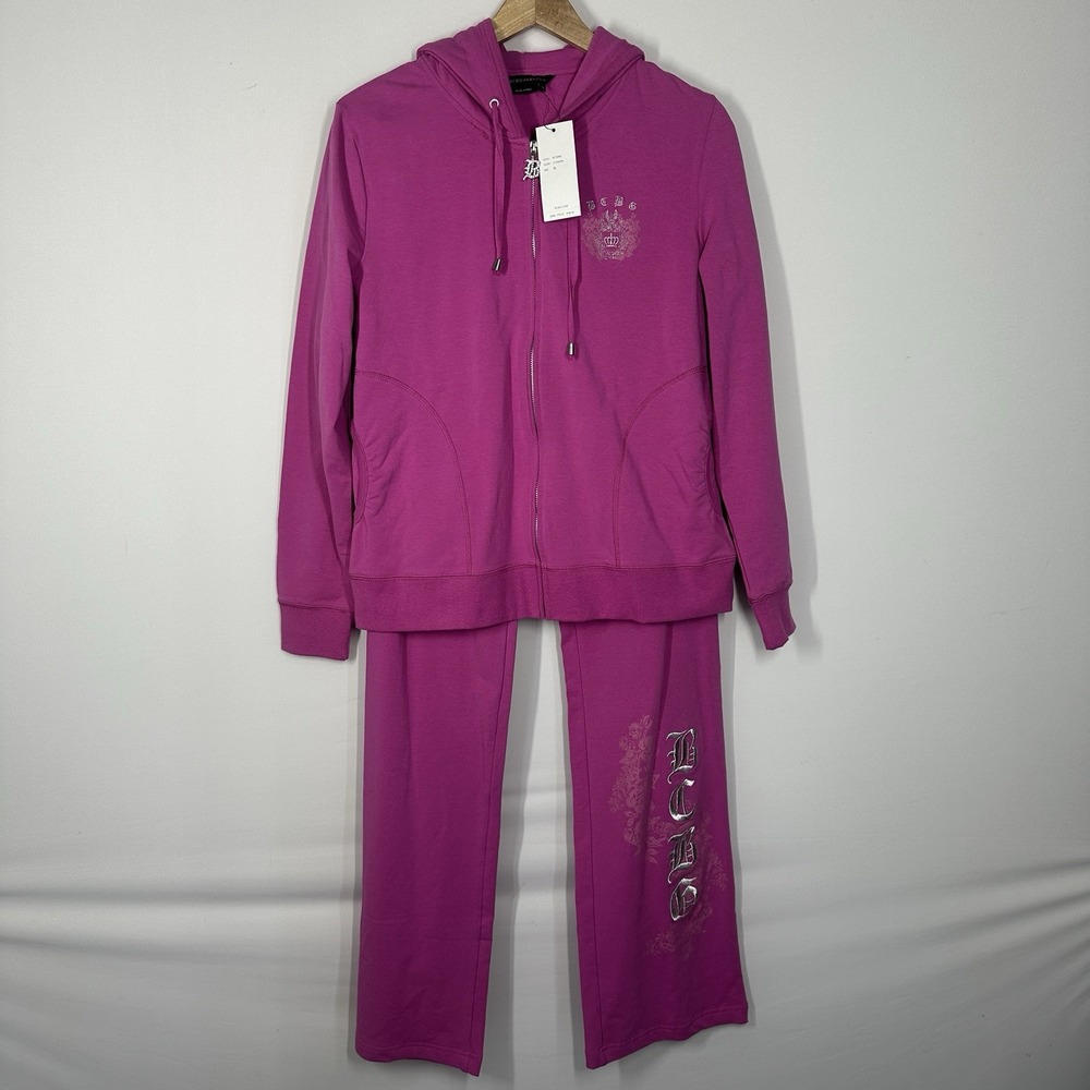 NWT BCBGMAXAZRIA Pink Tracksuit XL Women's Y2K Old English Letters Set
